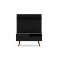 Manhattan Comfort 6PMC70 Tribeca 53.94 Mid-Century Modern TV Stand and Panel with Media and Display Shelves in Black